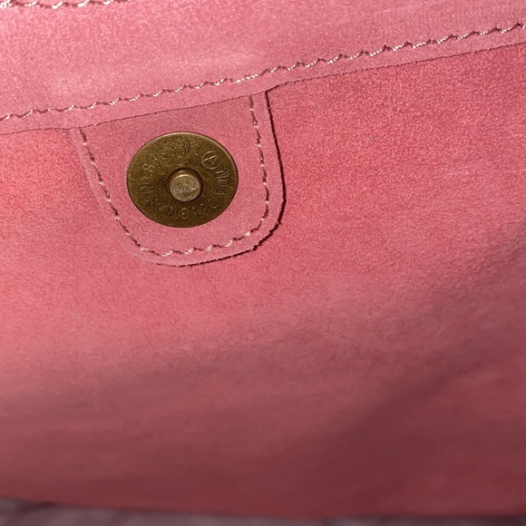 NWOT Anthropologie suede purse pink with stone handles - Picture 7 of 8
